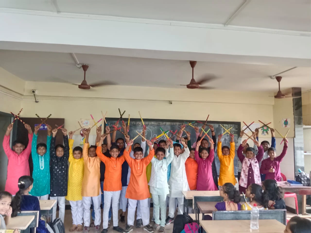Classroom dandiya celebration with students