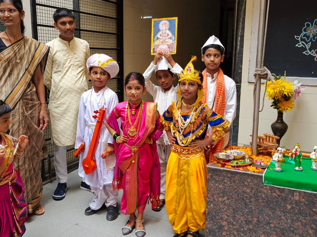 Students in traditional dress for a cultural celebration